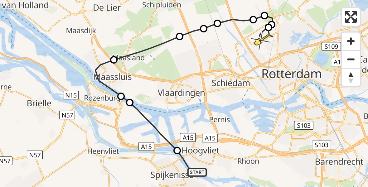 Routekaart van de vlucht: Lifeliner 2 naar Rotterdam The Hague Airport