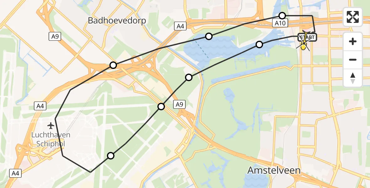Routekaart van de vlucht: Lifeliner 1 naar VU Medisch Centrum Amsterdam