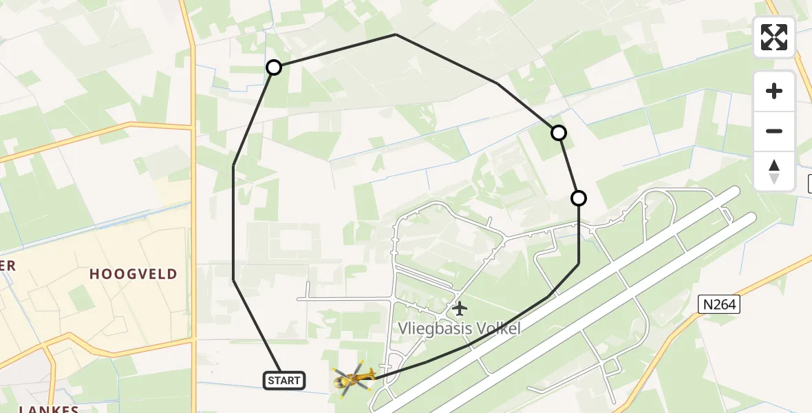 Vluchtroute Traumahelikopter Vliegbasis Volkel - Vliegbasis Volkel, 31 december 2022, 21:58
