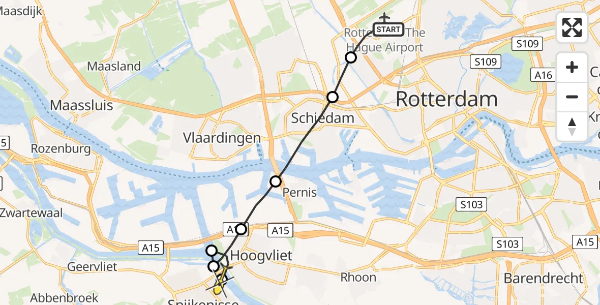 Routekaart van de vlucht: Lifeliner 2 naar Spijkenisse