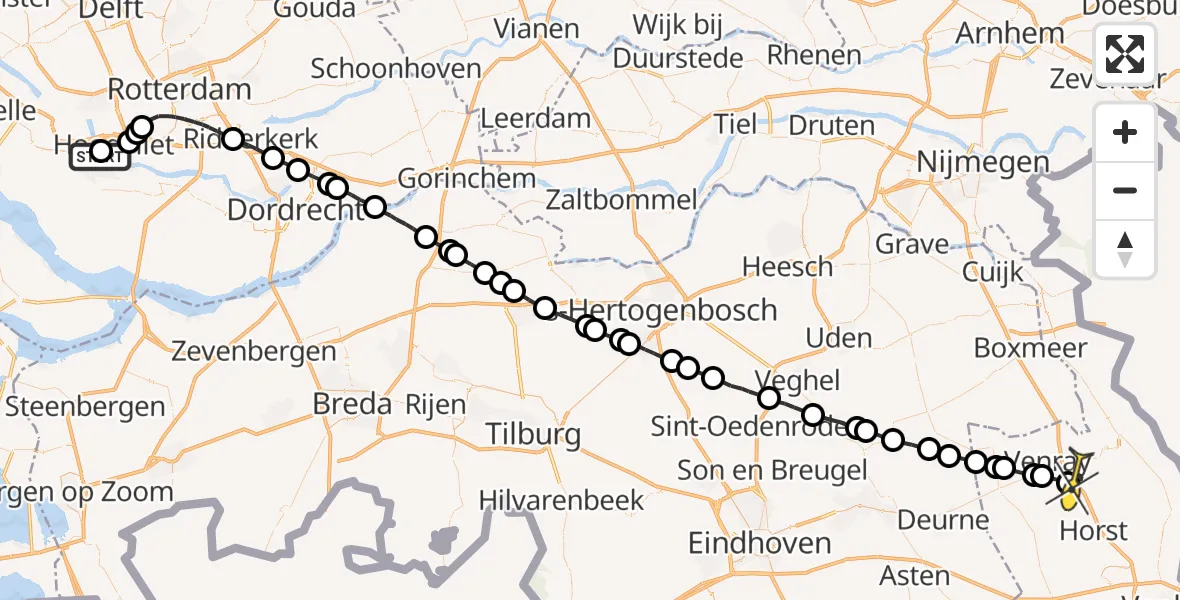 Routekaart van de vlucht: Lifeliner 2 naar Oirlo