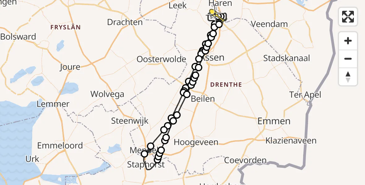Routekaart van de vlucht: Lifeliner 4 naar Groningen Airport Eelde