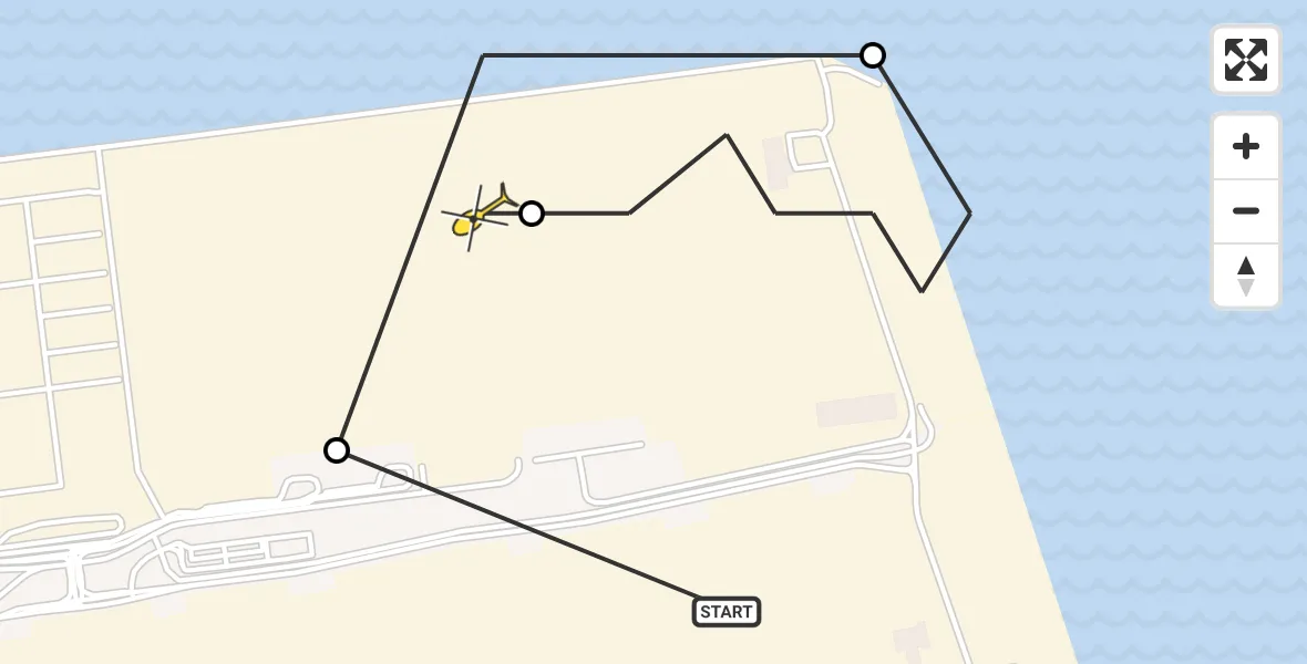 Routekaart van de vlucht: Politiehelikopter naar Maasvlakte