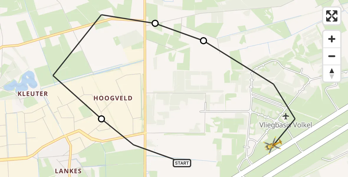 Vluchtroute Traumahelikopter Vliegbasis Volkel - Vliegbasis Volkel, 01 januari 2023, 16:00