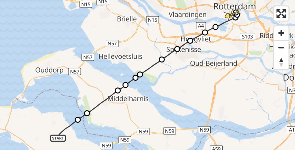 Routekaart van de vlucht: Lifeliner 2 naar Erasmus MC