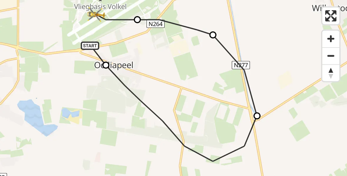 Vluchtroute Traumahelikopter Vliegbasis Volkel - Vliegbasis Volkel, 01 januari 2023, 16:42