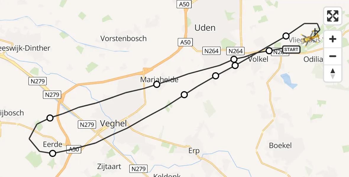 Vluchtroute Traumahelikopter Vliegbasis Volkel - Vliegbasis Volkel, 01 januari 2023, 17:25