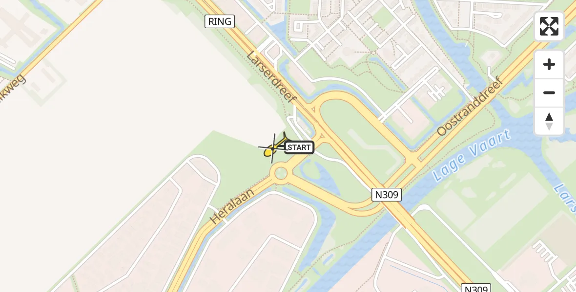 Routekaart van de vlucht: Traumaheli naar Lelystad