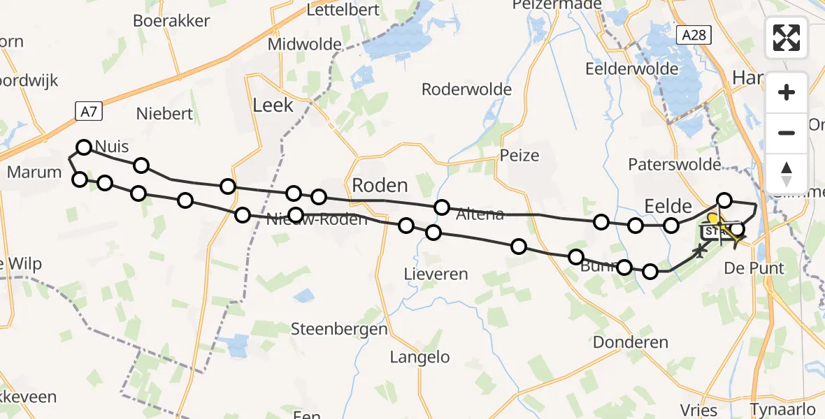 Routekaart van de vlucht: Lifeliner 4 naar Groningen Airport Eelde