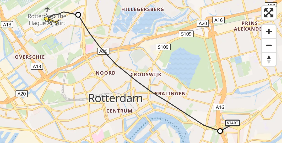 Routekaart van de vlucht: Lifeliner 2 naar Rotterdam The Hague Airport