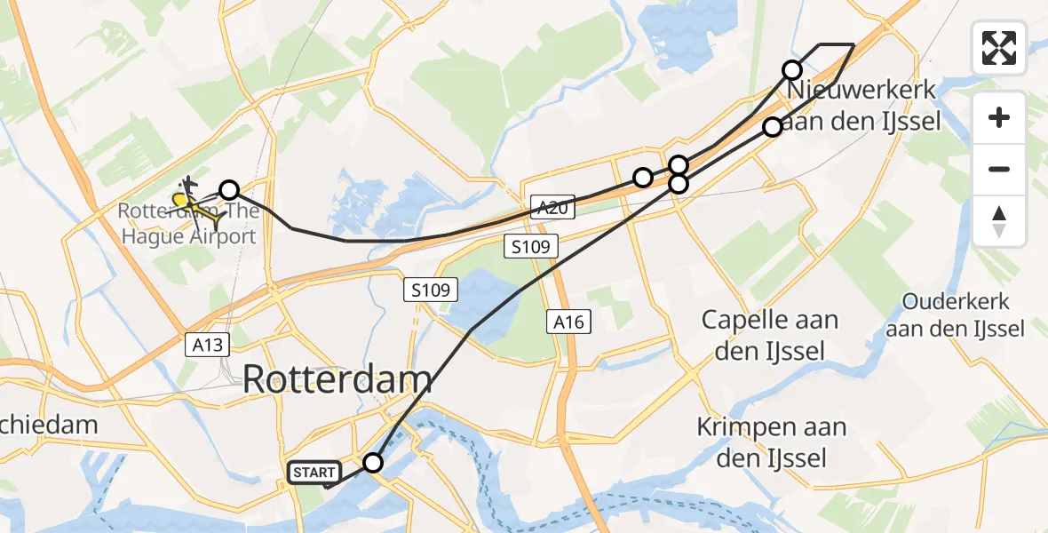 Routekaart van de vlucht: Lifeliner 2 naar Rotterdam The Hague Airport