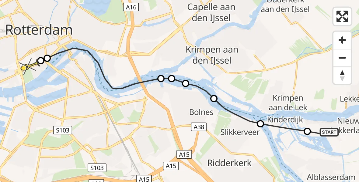 Routekaart van de vlucht: Lifeliner 2 naar Erasmus MC