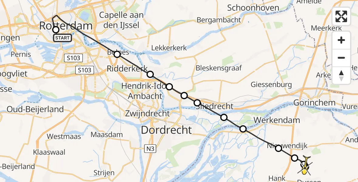 Routekaart van de vlucht: Lifeliner 2 naar Almkerk