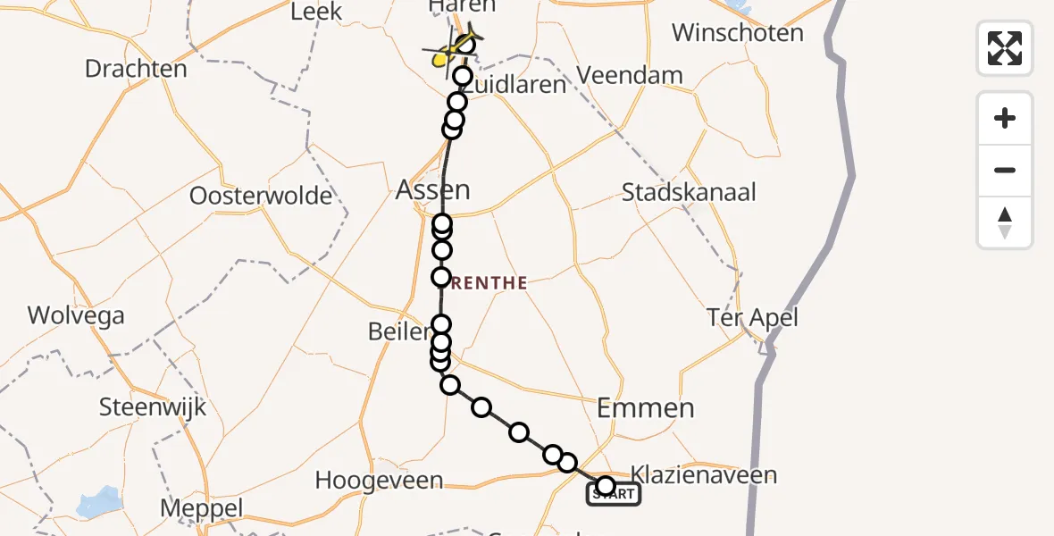 Routekaart van de vlucht: Lifeliner 4 naar Groningen Airport Eelde