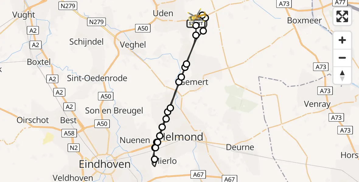 Vluchtroute Traumahelikopter Vliegbasis Volkel - Vliegbasis Volkel, 02 januari 2023, 17:43