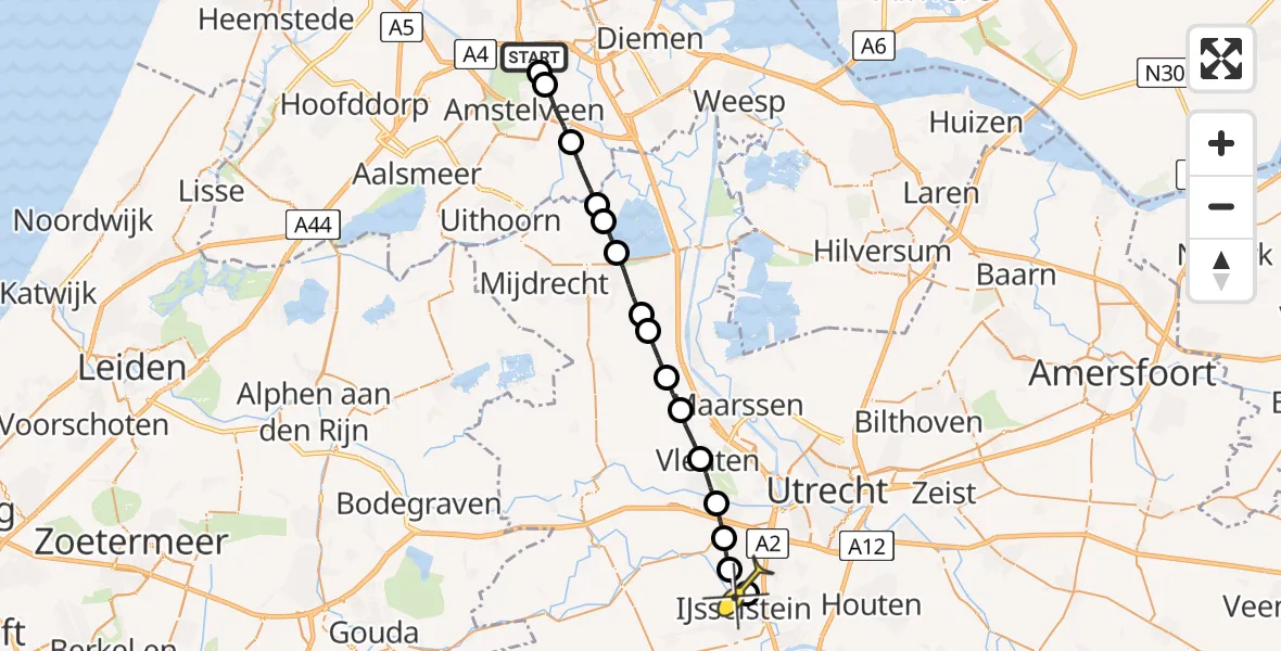 Routekaart van de vlucht: Lifeliner 1 naar Utrecht