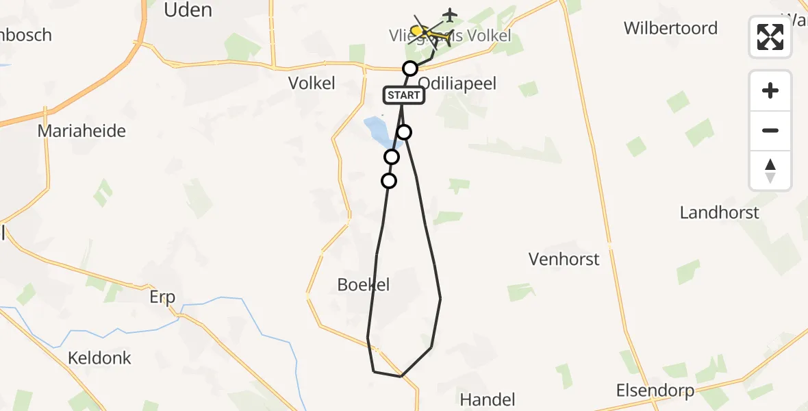 Routekaart van de vlucht: Lifeliner 3 naar Vliegbasis Volkel