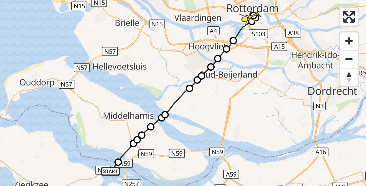 Routekaart van de vlucht: Lifeliner 2 naar Erasmus MC