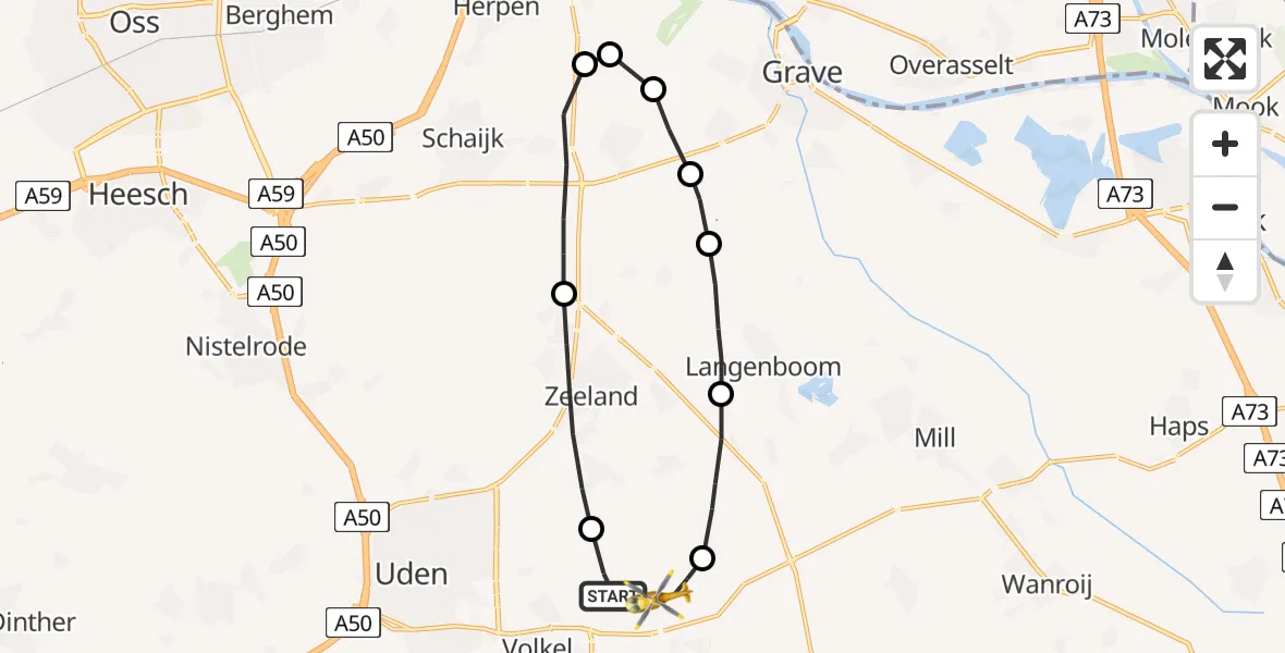 Vluchtroute Traumahelikopter Vliegbasis Volkel - Vliegbasis Volkel, 03 januari 2023, 09:44