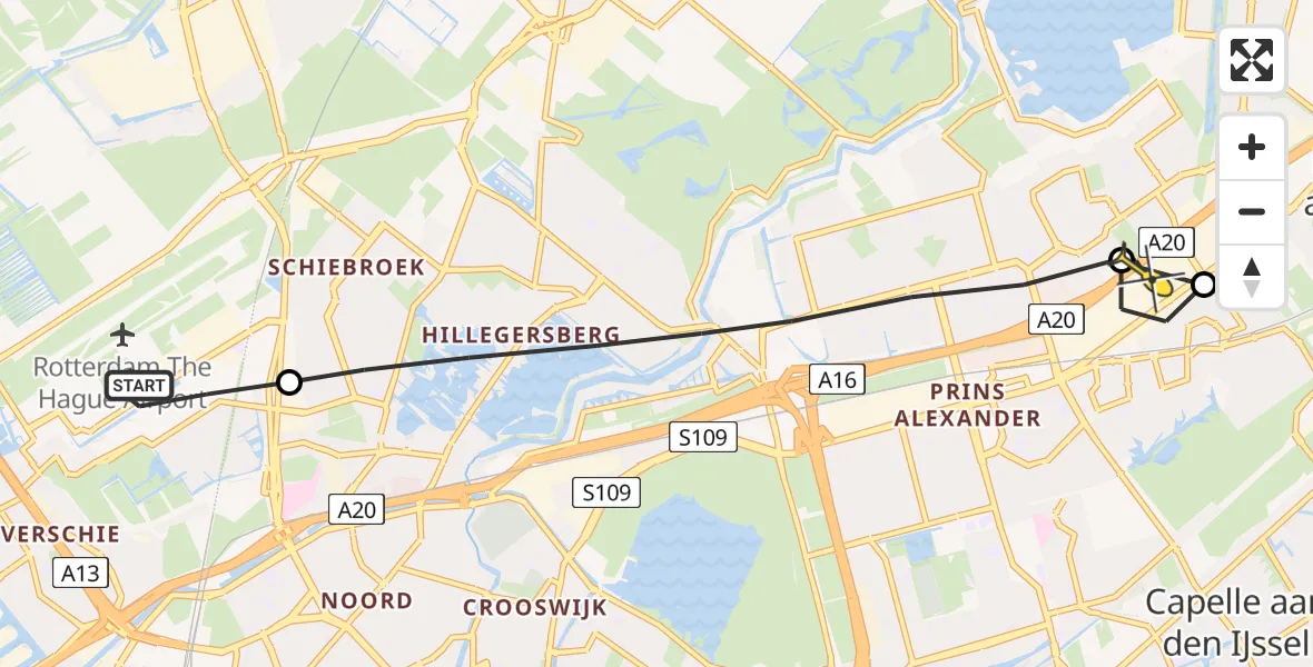 Routekaart van de vlucht: Lifeliner 2 naar Capelle aan den IJssel