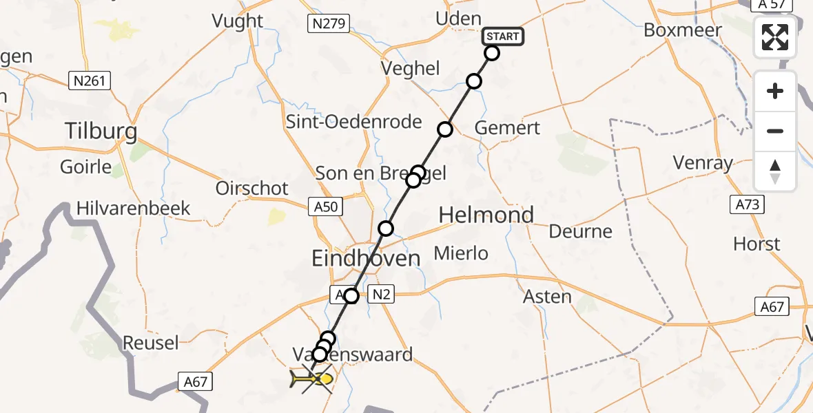 Routekaart van de vlucht: Lifeliner 3 naar Westerhoven