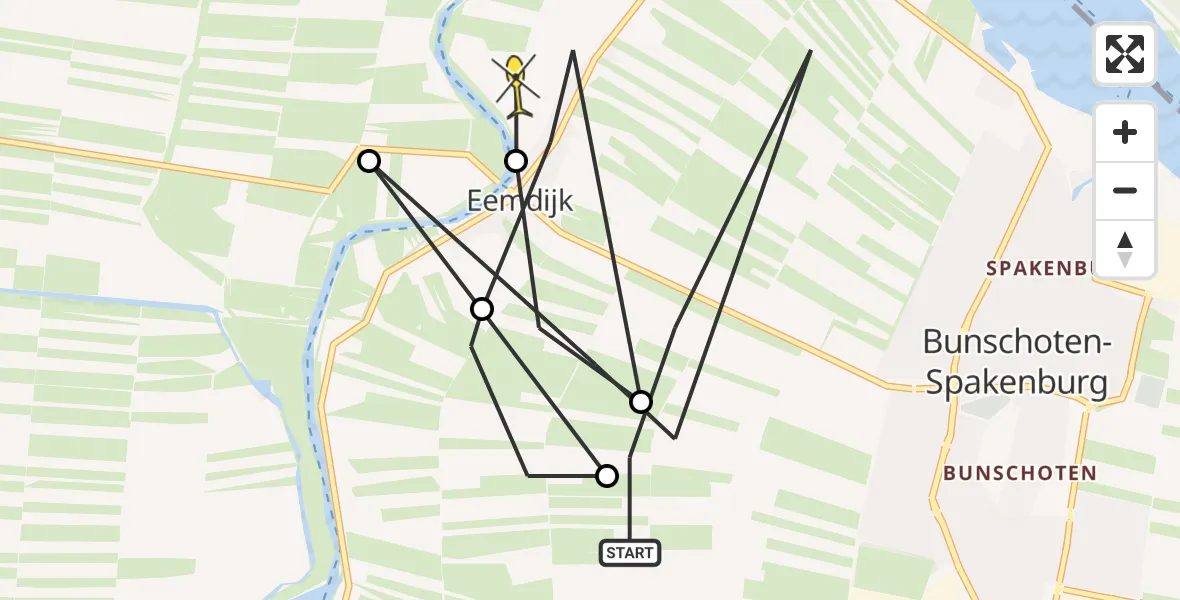 Routekaart van de vlucht: Politieheli naar Eemdijk