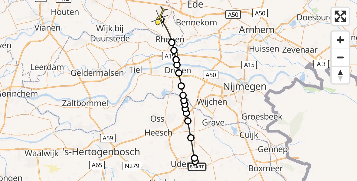 Routekaart van de vlucht: Lifeliner 3 naar Veenendaal