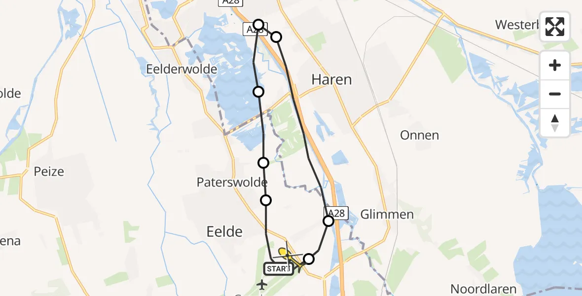 Routekaart van de vlucht: Lifeliner 4 naar Groningen Airport Eelde