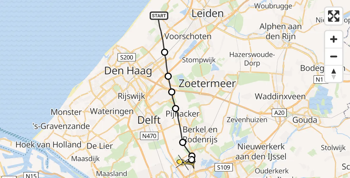 Routekaart van de vlucht: Lifeliner 2 naar Rotterdam The Hague Airport