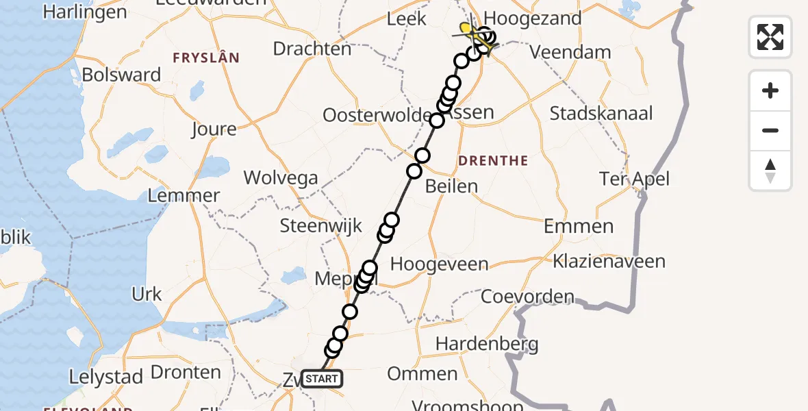 Routekaart van de vlucht: Lifeliner 4 naar Groningen Airport Eelde