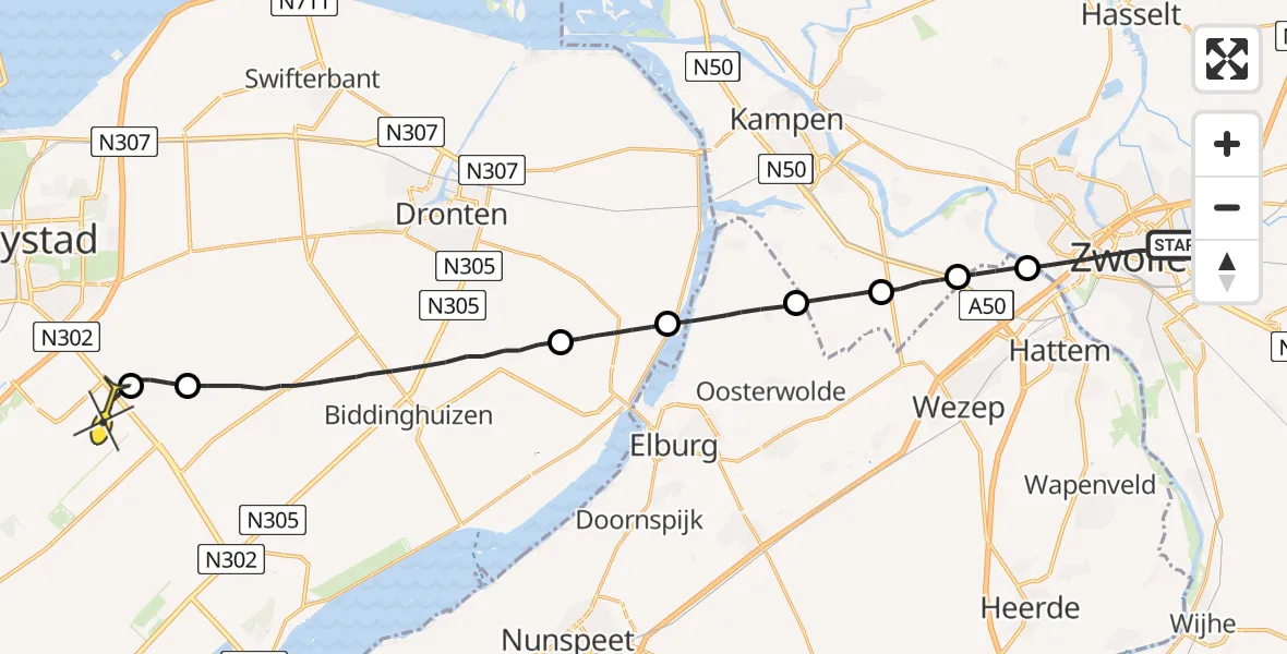 Routekaart van de vlucht: Lifeliner 1 naar Lelystad Airport