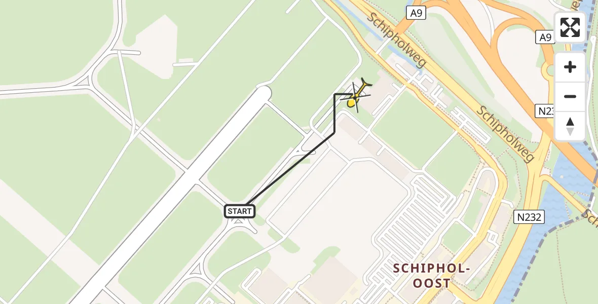 Vluchtroute Politiehelikopter van Schiphol naar Schiphol