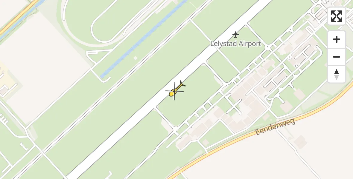 Vluchtroute Traumahelikopter van Lelystad Airport naar Lelystad Airport