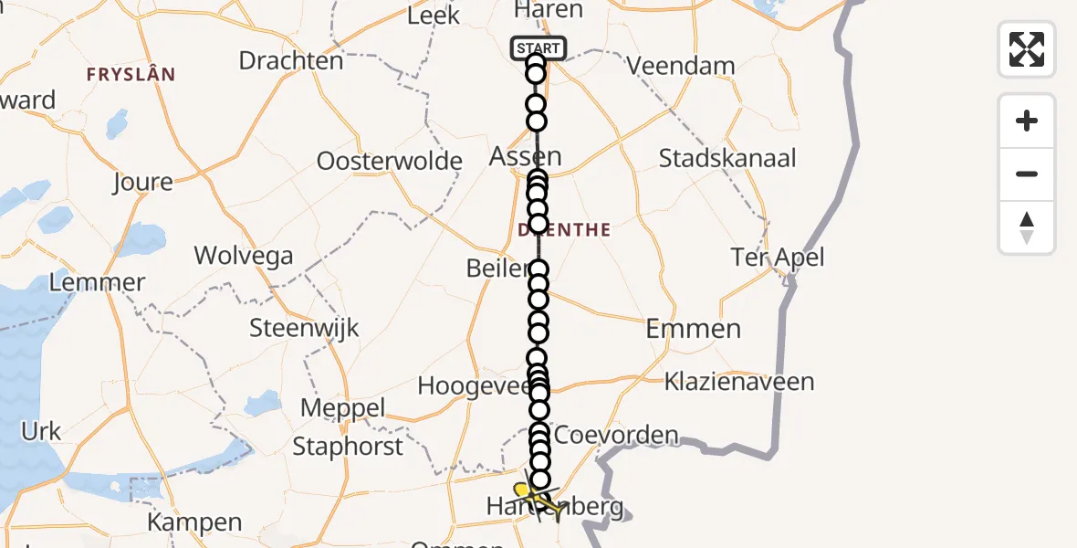 Routekaart van de vlucht: Lifeliner 4 naar Heemserveen