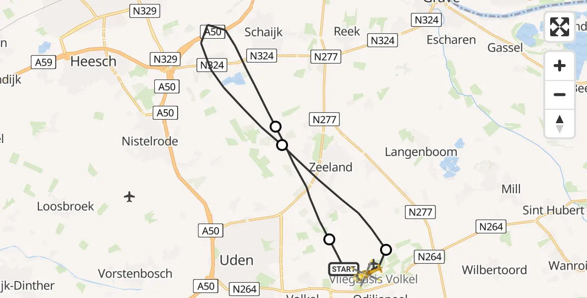 Vluchtroute Traumahelikopter Vliegbasis Volkel - Vliegbasis Volkel, 05 januari 2023, 10:24