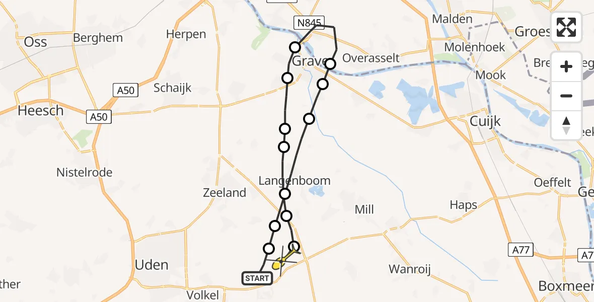 Routekaart van de vlucht: Lifeliner 3 naar Volkel