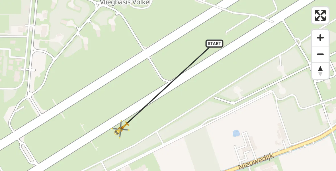 Vluchtroute Traumahelikopter Vliegbasis Volkel - Vliegbasis Volkel, 05 januari 2023, 15:03