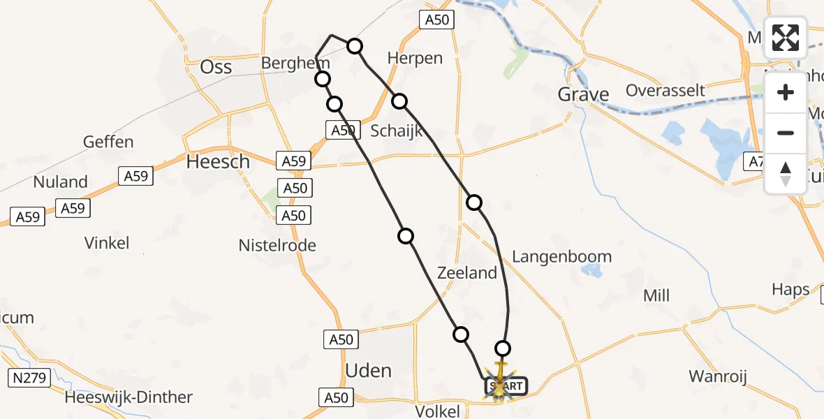 Vluchtroute Traumahelikopter Vliegbasis Volkel - Vliegbasis Volkel, 05 januari 2023, 15:23