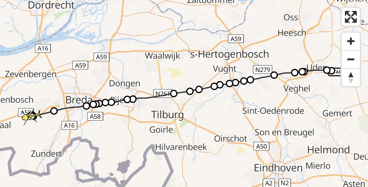 Routekaart van de vlucht: Lifeliner 3 naar Sprundel