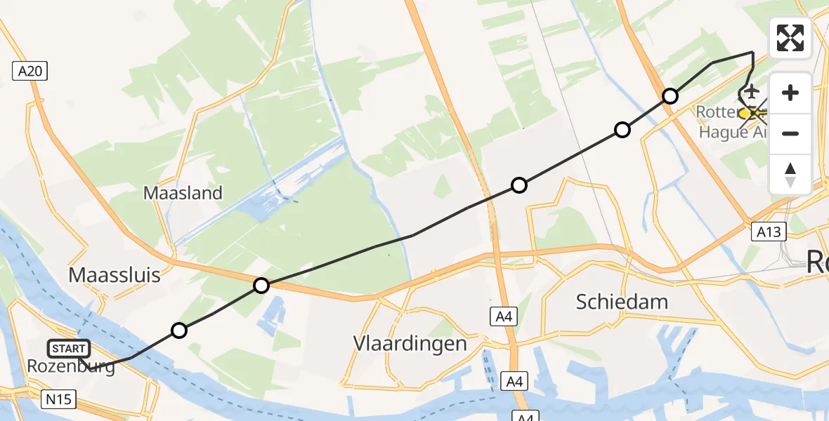 Routekaart van de vlucht: Lifeliner 2 naar Rotterdam The Hague Airport