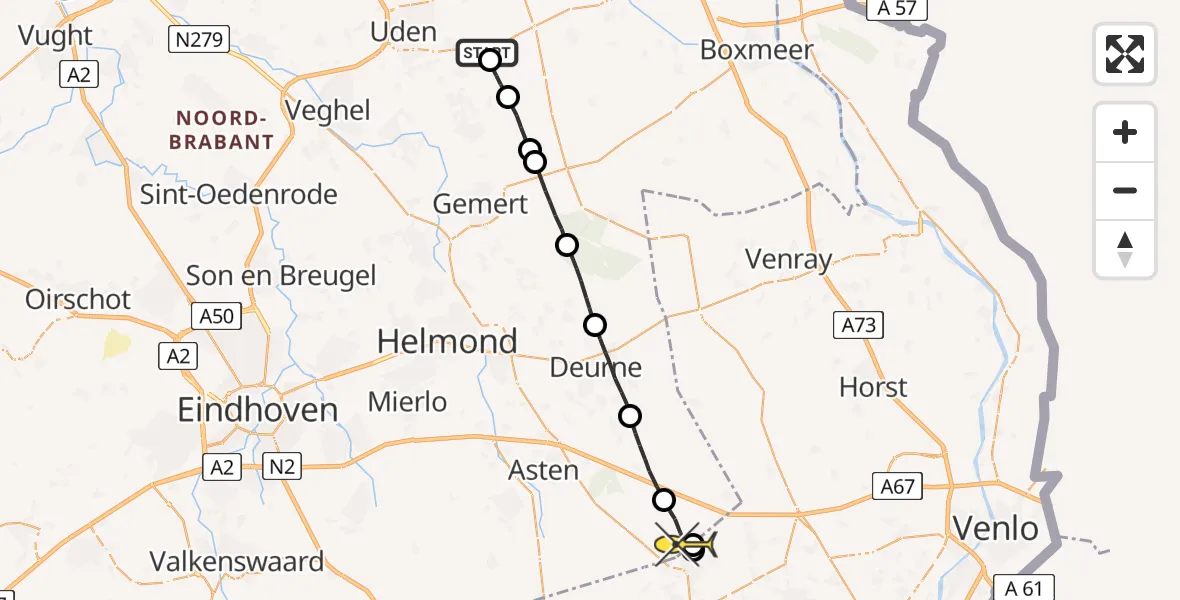 Routekaart van de vlucht: Lifeliner 3 naar Neerkant