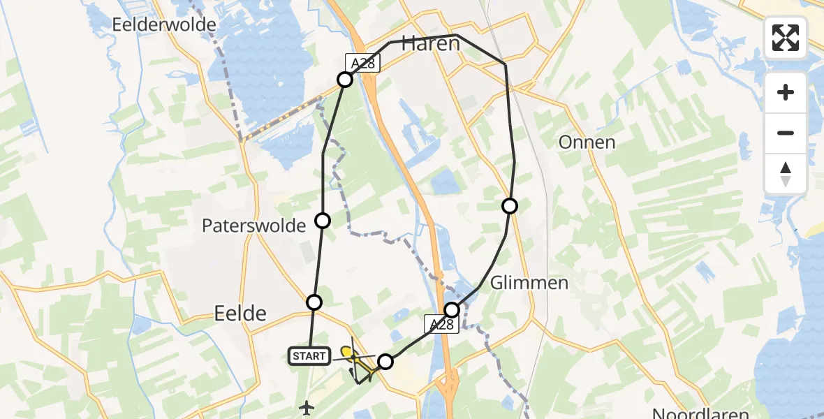 Routekaart van de vlucht: Lifeliner 4 naar Groningen Airport Eelde