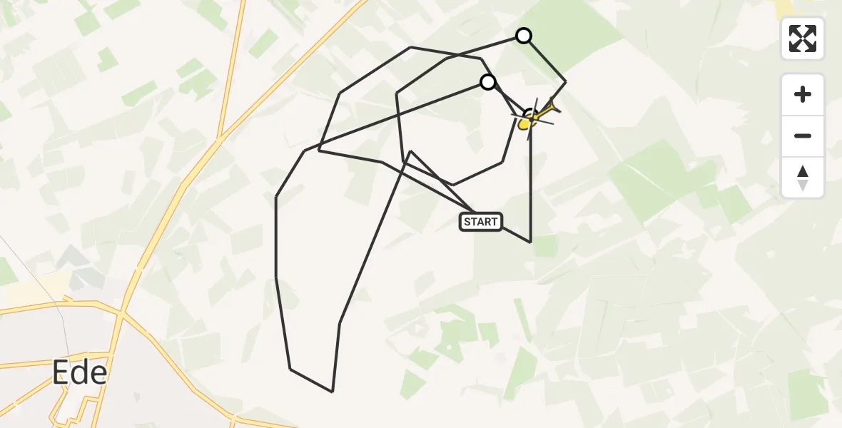 Routekaart van de vlucht: Politiehelikopter naar Ede
