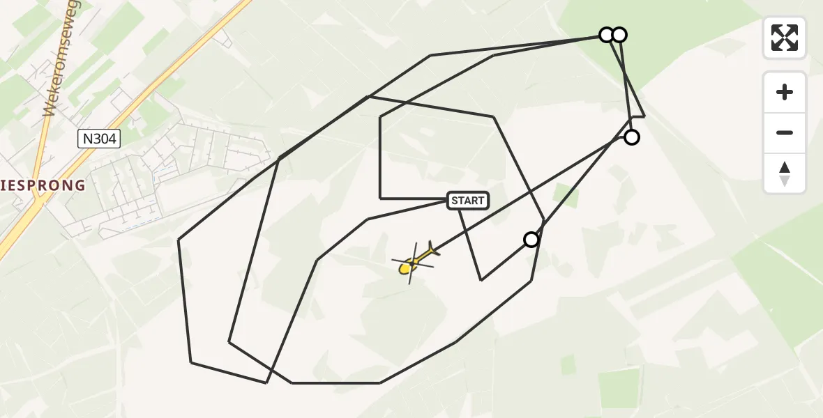 Routekaart van de vlucht: Politiehelikopter naar Ede