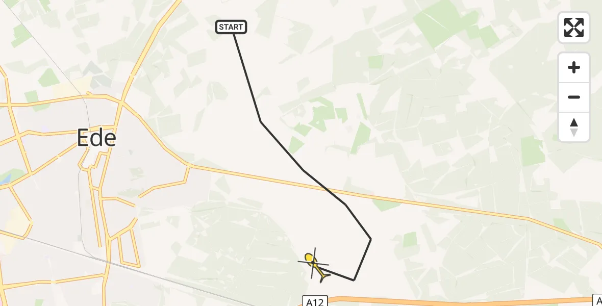 Routekaart van de vlucht: Politieheli naar Ede