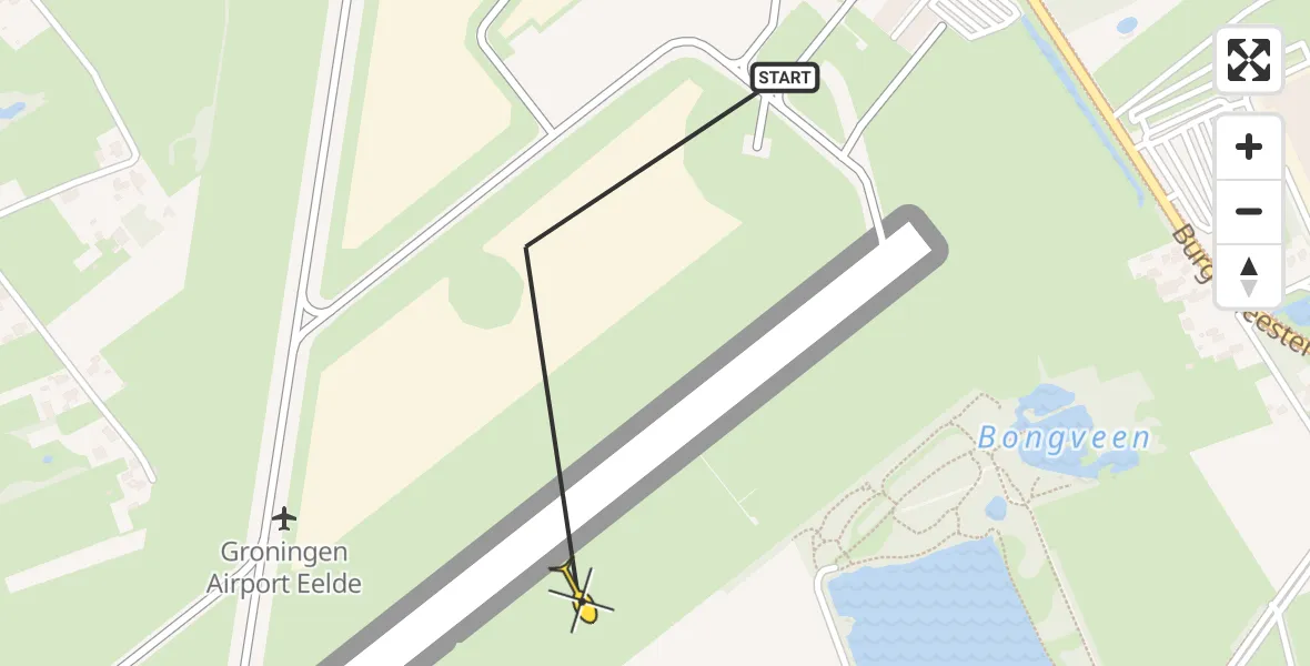 Routekaart van de vlucht: Traumahelikopter naar Groningen Airport Eelde