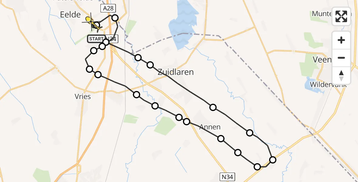 Routekaart van de vlucht: Lifeliner 4 naar Groningen Airport Eelde