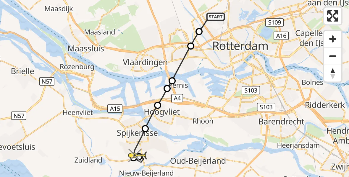 Routekaart van de vlucht: Lifeliner 2 naar Spijkenisse