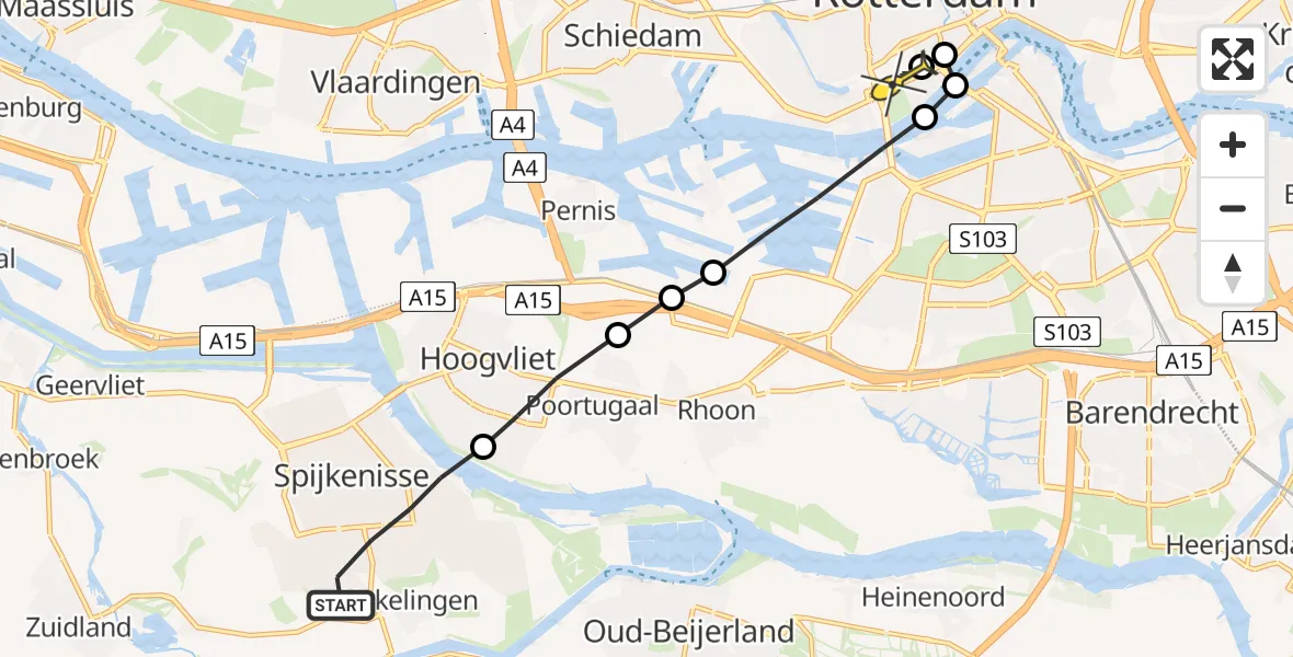 Routekaart van de vlucht: Lifeliner 2 naar Erasmus MC