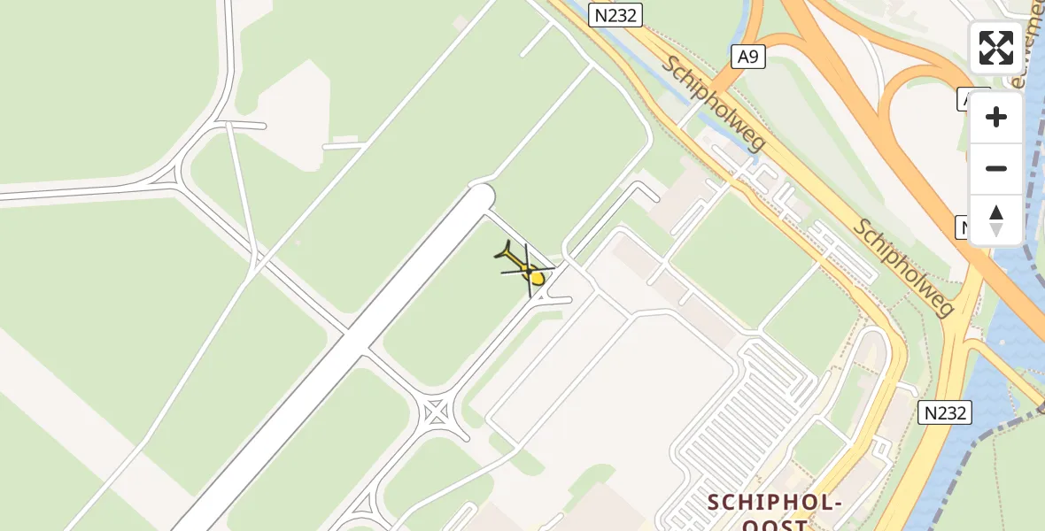 Vluchtroute Politiehelikopter van Schiphol naar Schiphol